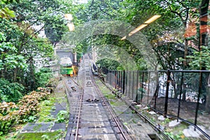 Going to Victoria Peak with green tram, Hong Kong