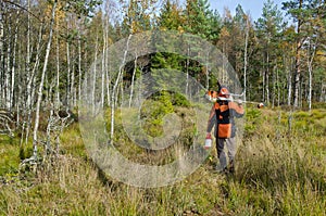 Going to work with a brush cutter