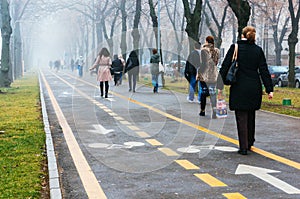 Going to work, early morning, Bucharest, Romania