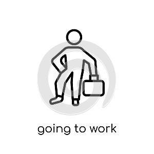 Going to work icon. Trendy modern flat linear vector Going to work icon on white background from thin line People collection