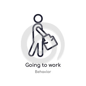 going to work outline icon. isolated line vector illustration from behavior collection. editable thin stroke going to work icon on