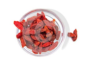 Goji berries bowl on top