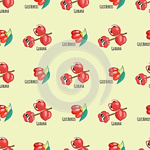 Goji berries guarana seamless pattern background red fruits dietary drawing energy food vector illustration. photo