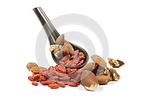 Goji Berries and Nuts on a Spoon