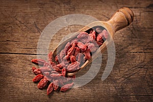 Goji berries in a spoon