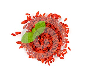 Goji Berry Isolated, Lycium Barbaru, Chinese Wolfberry, Barbary Matrimony Vine Berries, Red Medlar photo