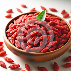 Goji berry, known for being rich in nutrients, originates from China. Healthy food. AI generated
