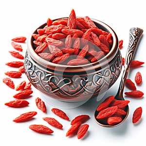 Goji berry, known for being rich in nutrients, originates from China. Healthy food. AI generated