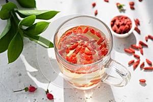 Goji Berry Tea In Glass Cup