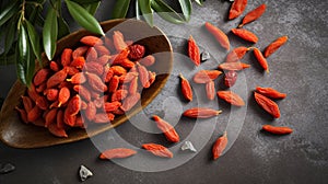 Goji berry on a wooden background