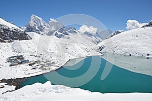 Gokio lake in Nepal photo