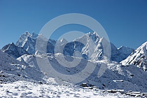 Gokyo mountain village after snowfall, Himalayas, Nepal