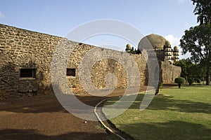 Gol Gumbaz behind barricade