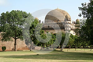 Gol Gumbaz through Garden