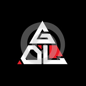 GOL triangle letter logo design with triangle shape. GOL triangle logo design monogram. GOL triangle vector logo template with red