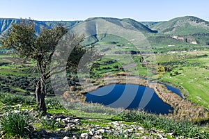 The Golan heights and border between Israel, Siria and Jordan