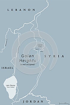 Golan Heights political map gray photo