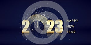 Gold 2023 numbers. Happy New Year Greeting Card