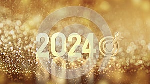 The Gold 2024 Number for New year Business concept 3d rendering