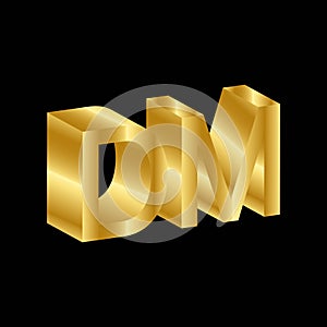 Gold 3D luxury Deutsche Mark currency symbol vector