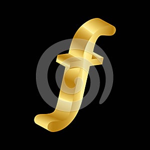 Gold 3D luxury guilder currency symbol vector