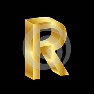 Gold 3D luxury rand currency symbol vector