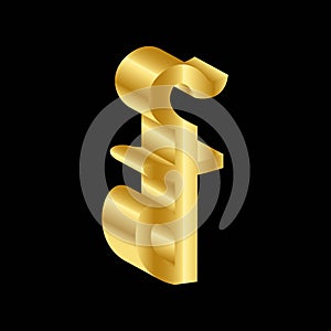 Gold 3D luxury riel currency symbol vector