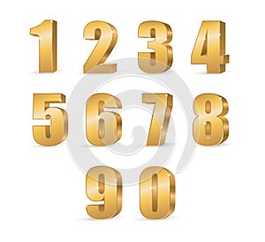 Gold 3d numbers. Symbol set