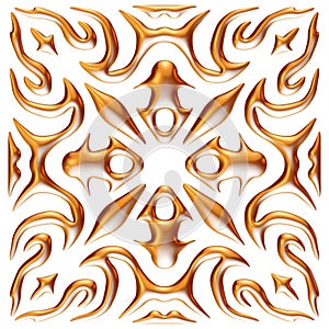 Gold 3D seamles pattern on isolated white background.