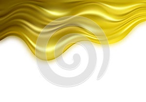 Gold 3d wave on white background. Abstract motion modern illustration. Luxury golden color flow background.