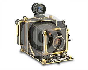 Gold 4x5 view camera with clipping path photo