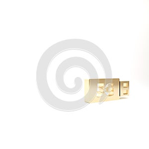 Gold 5G modem for fast mobile Internet icon isolated on white background. Global network high speed connection data rate