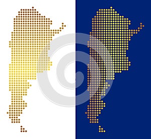 Gold Abstract Argentina Map