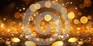 A gold abstract bokeh background. Generative AI AIG30.