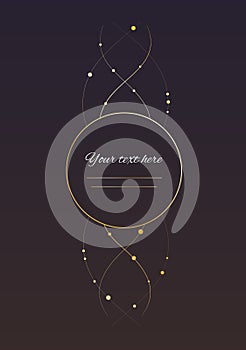 Gold abstract frame circle. Isolated design element for gift card or invitation. Trendy design templated. Minimalistic