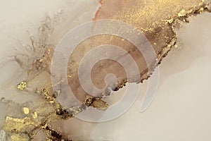 Gold  Abstract watercolor and acrylic flow blot painting. Color canvas marble texture background. Alcohol ink