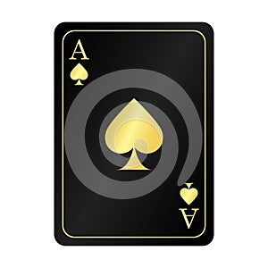 gold ace of spades on the black background