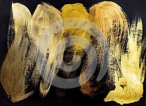 Gold acriliyc paint texture splash abstract image.