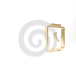 Gold Alarm clock icon isolated on white background. Wake up, get up concept. Time sign. 3d illustration 3D render