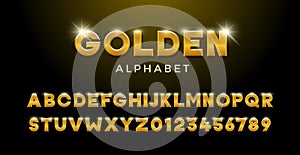 Gold Alphabet. Golden font 3d effect typography elements based on casinos, games, award and winning related subjects. Mettalic photo