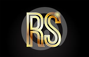 gold alphabet letter rs r s logo combination icon design