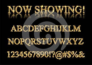 Gold alphabet letters isolated