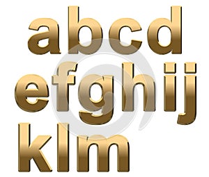 Gold Alphabet Letters Lowercase A - M On White photo