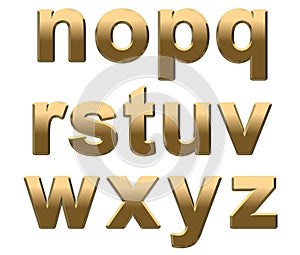 Gold Alphabet Letters Lowercase N-Z On White photo