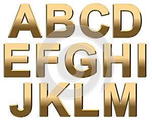 Gold Alphabet Letters Uppercase A - M On White photo