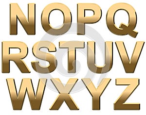 Gold Alphabet Letters Uppercase N-Z On White photo