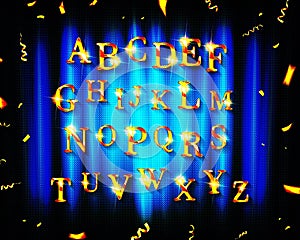 Gold alphabetic fonts and numbers
