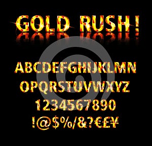 Gold alphabetic fonts and numbers
