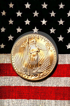 Gold American Eagle On American Flag