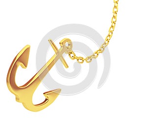 Gold anchor and chain